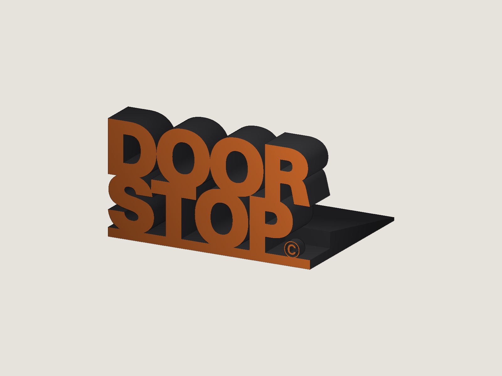 DOOR STOP on a plain light grey background, the wedge running out behind it
